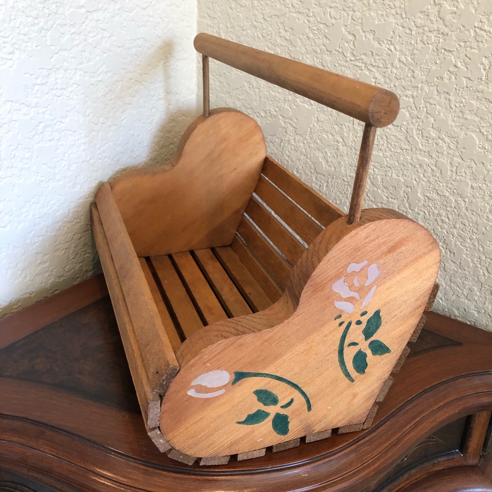 Painted Wooden Slat Basket